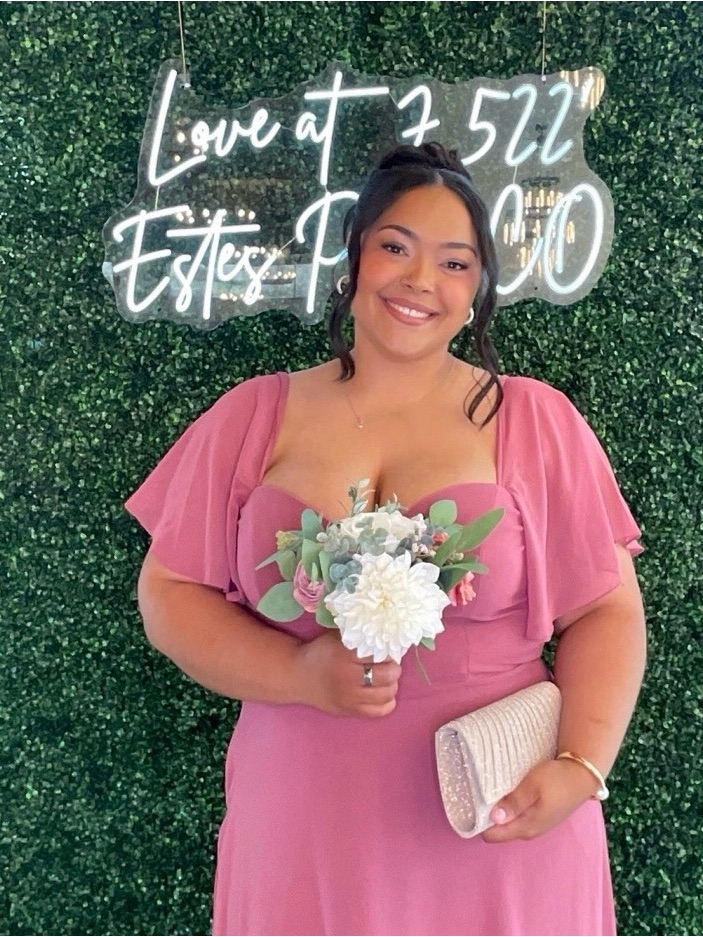 Mori Lee Dusty Rose Flutter Sleeve Maxi Dress